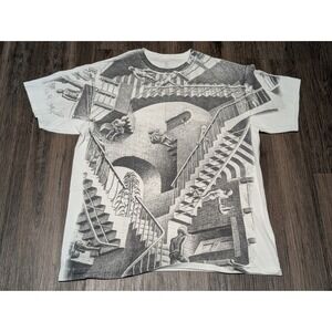 Liquid Blue Escher Stairs All Over Print‎ T Shirt Illusion Art